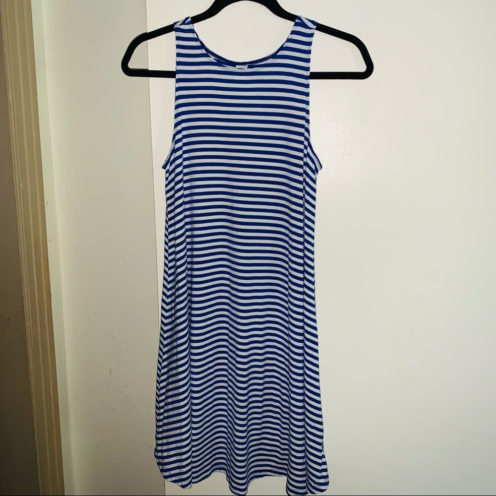 Old Navy Tank Dress Size S Petite Blue and White Striped